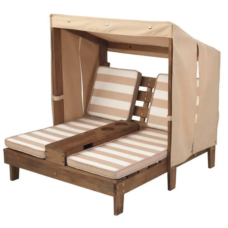 Outdoor Double Chaise Lounger - Espresso & Oatmeal