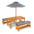Outdoor Table & Bench Set with Cushions & Umbrella - Navy