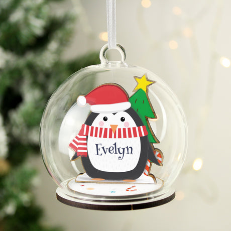 Penguin Glass Bauble - Personalised Memento Company - Junior Bambinos