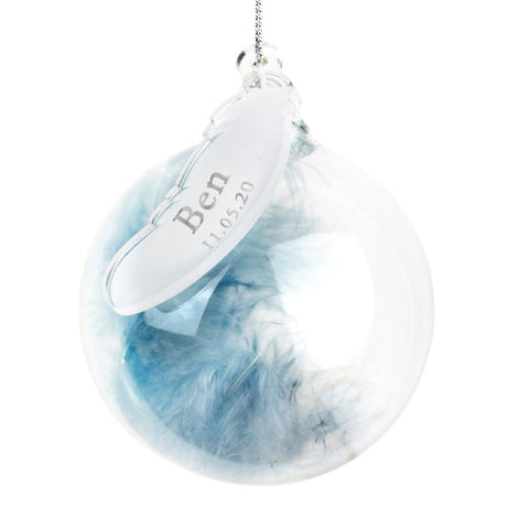 Handmade Feather Glass Bauble - Name & Date Personalisation - Personalised Memento Company - Junior Bambinos