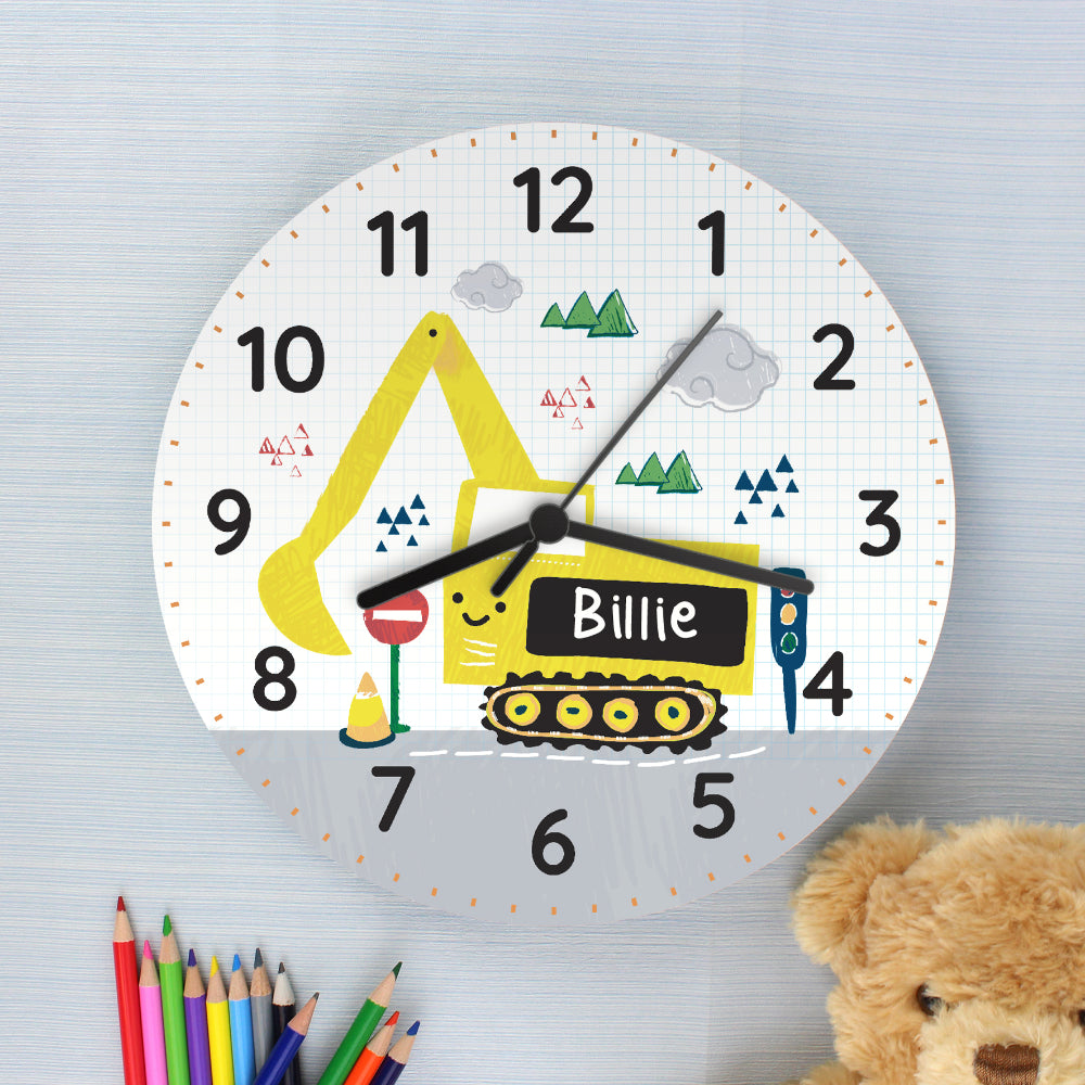 Digger - Personalised Wall Clock - Personalised Memento Company - Junior Bambinos