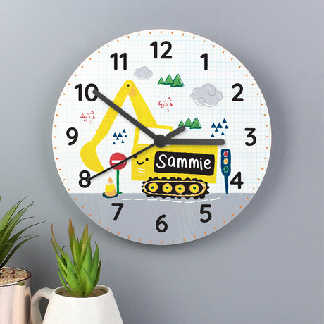 Digger - Personalised Wall Clock - Personalised Memento Company - Junior Bambinos