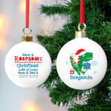 Personalised Dinosaur 'Have a Roarsome Christmas' Bauble - Personalised Memento Company - Junior Bambinos