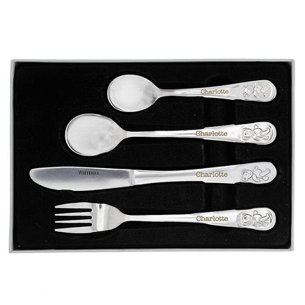 Teddy - Personalised Embossed 4 Piece Cutlery Set - Teddy - Junior Bambinos