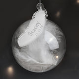 Handmade Feather Glass Bauble - Name & Date Personalisation - Personalised Memento Company - Junior Bambinos