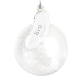 Handmade Feather Glass Bauble - Name & Date Personalisation - Personalised Memento Company - Junior Bambinos