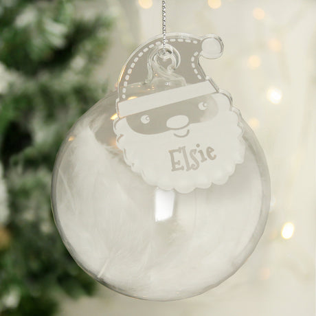 Santa Feather Glass Bauble - Personalised Memento Company - Junior Bambinos