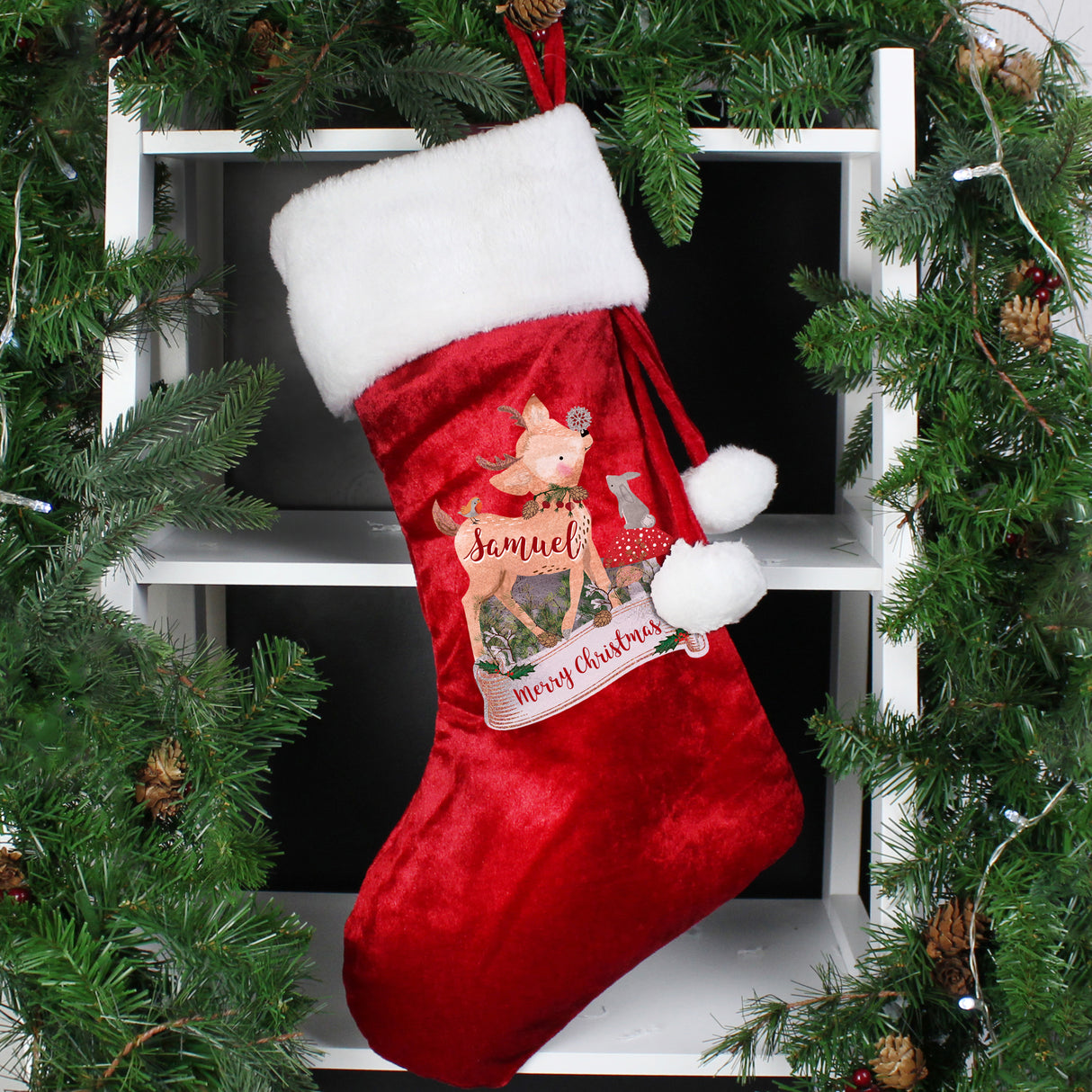 Personalised Christmas Stocking - Festive Fawn - Personalised Memento Company - Junior Bambinos