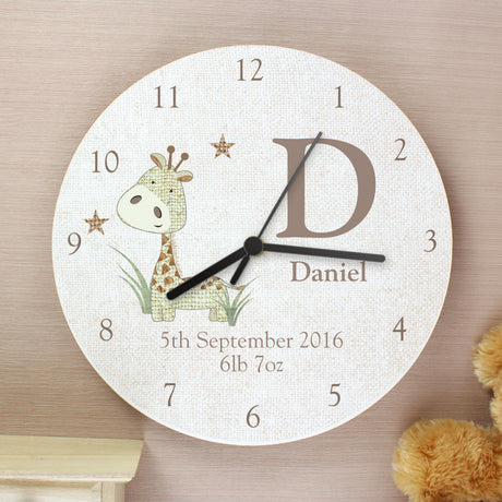 Hessian Giraffe - Personalised Wall Clock - Personalised Memento Company - Junior Bambinos