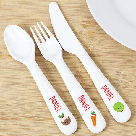 First Christmas Dinnner - Personalised 3 Piece Cutlery Set - Personalised Memento Company - Junior Bambinos