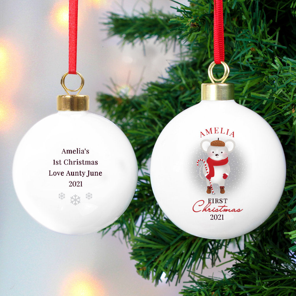 Personalised First Christmas Mouse Bauble - Personalised Memento Company - Junior Bambinos