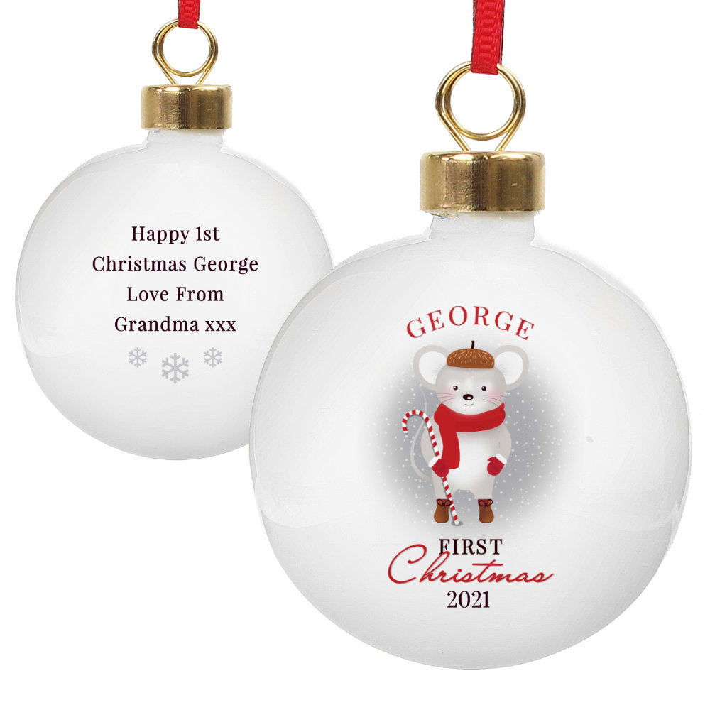 Personalised First Christmas Mouse Bauble - Personalised Memento Company - Junior Bambinos