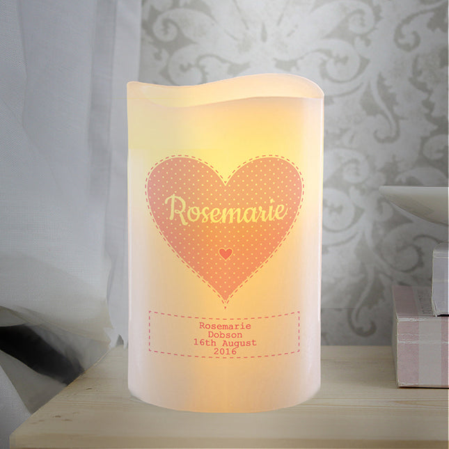 Stitch & Dot - Personalised Baby Girl Nightlight LED Candle - Personalised Memento Company - Junior Bambinos