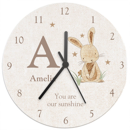 Hessian Rabbit - Personalised Wall Clock - Personalised Memento Company - Junior Bambinos