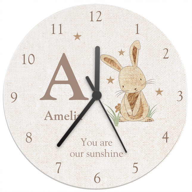 Hessian Rabbit - Personalised Wall Clock - Personalised Memento Company - Junior Bambinos