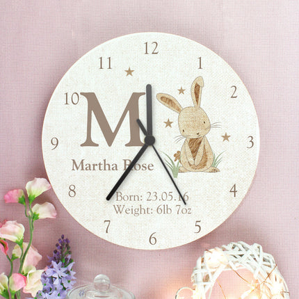 Hessian Rabbit - Personalised Wall Clock - Personalised Memento Company - Junior Bambinos