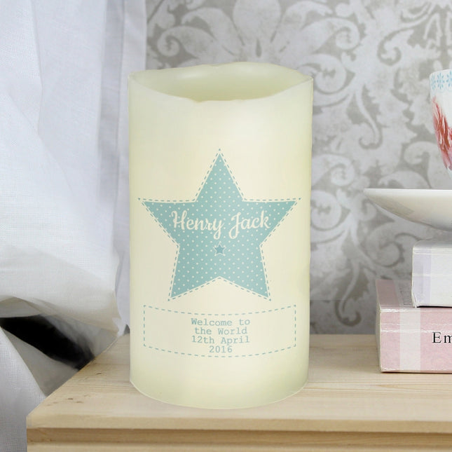 Stitch & Dot - Personalised Baby Boy Nightlight LED Candle - Personalised Memento Company - Junior Bambinos