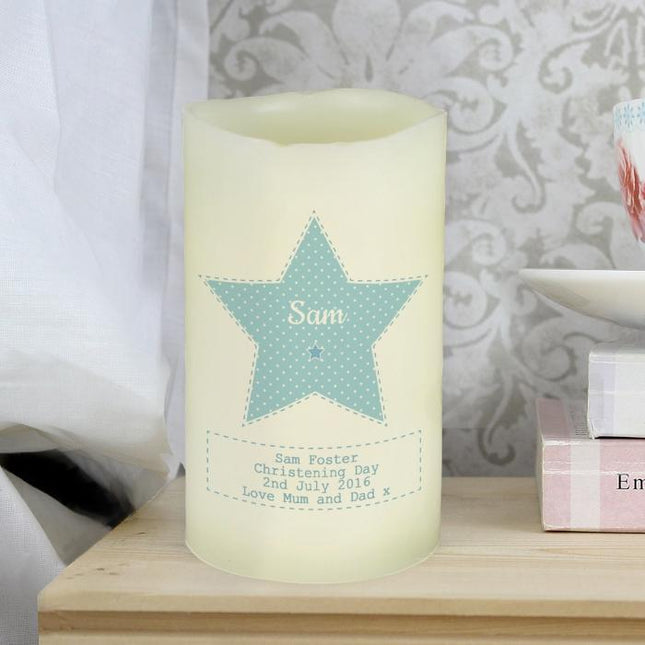 Stitch & Dot - Personalised Baby Boy Nightlight LED Candle - Personalised Memento Company - Junior Bambinos