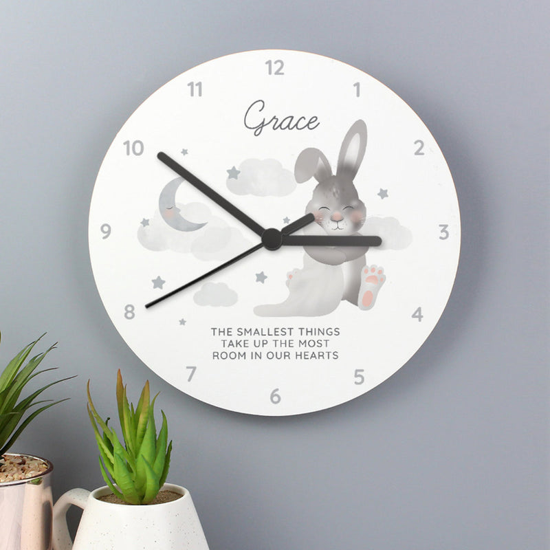 Personalised Wall Clock Baby Bunny Junior Bambinos
