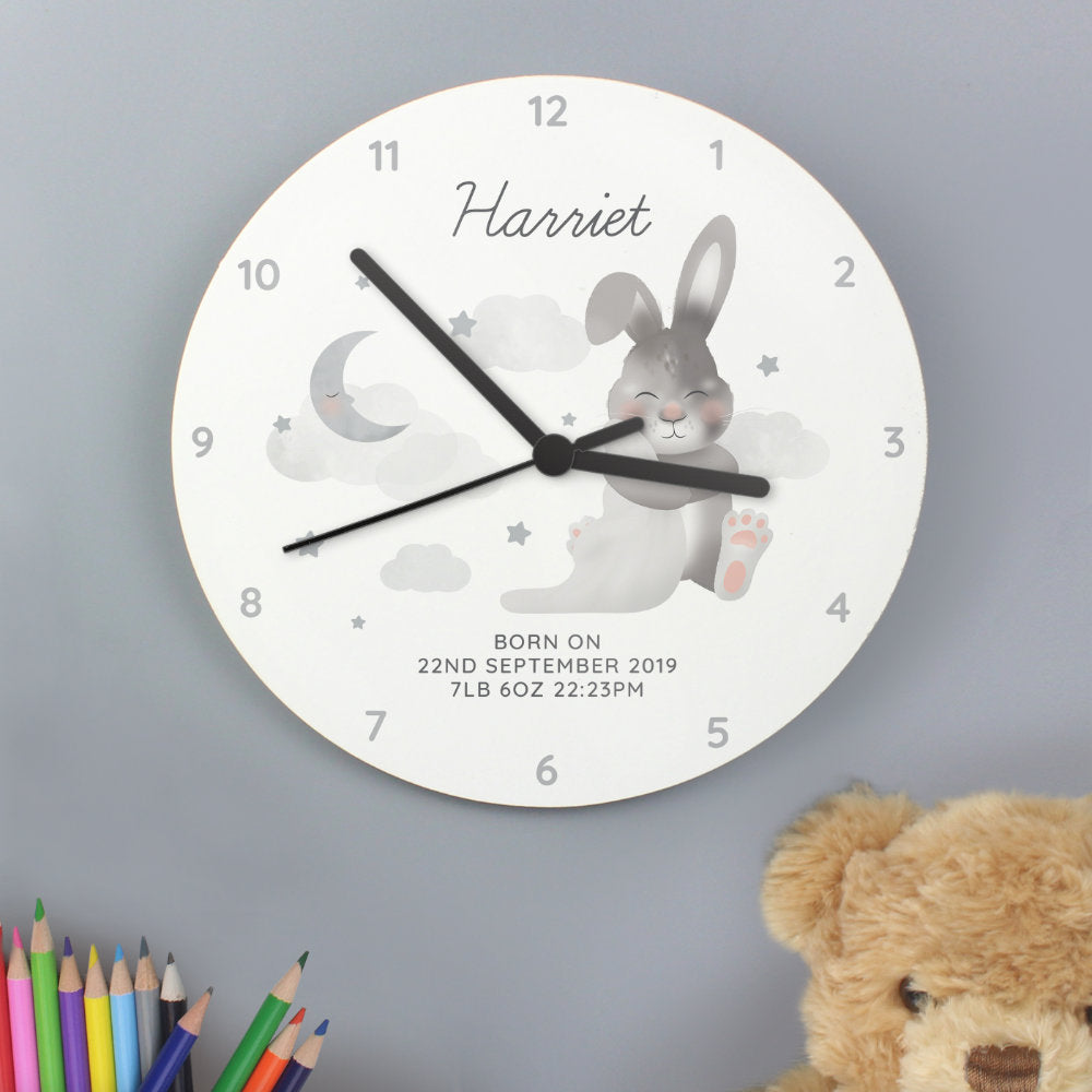 Baby Bunny - Personalised Wall Clock - Personalised Memento Company - Junior Bambinos