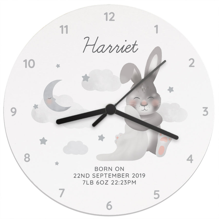 Personalised Wall Clock Baby Bunny Junior Bambinos