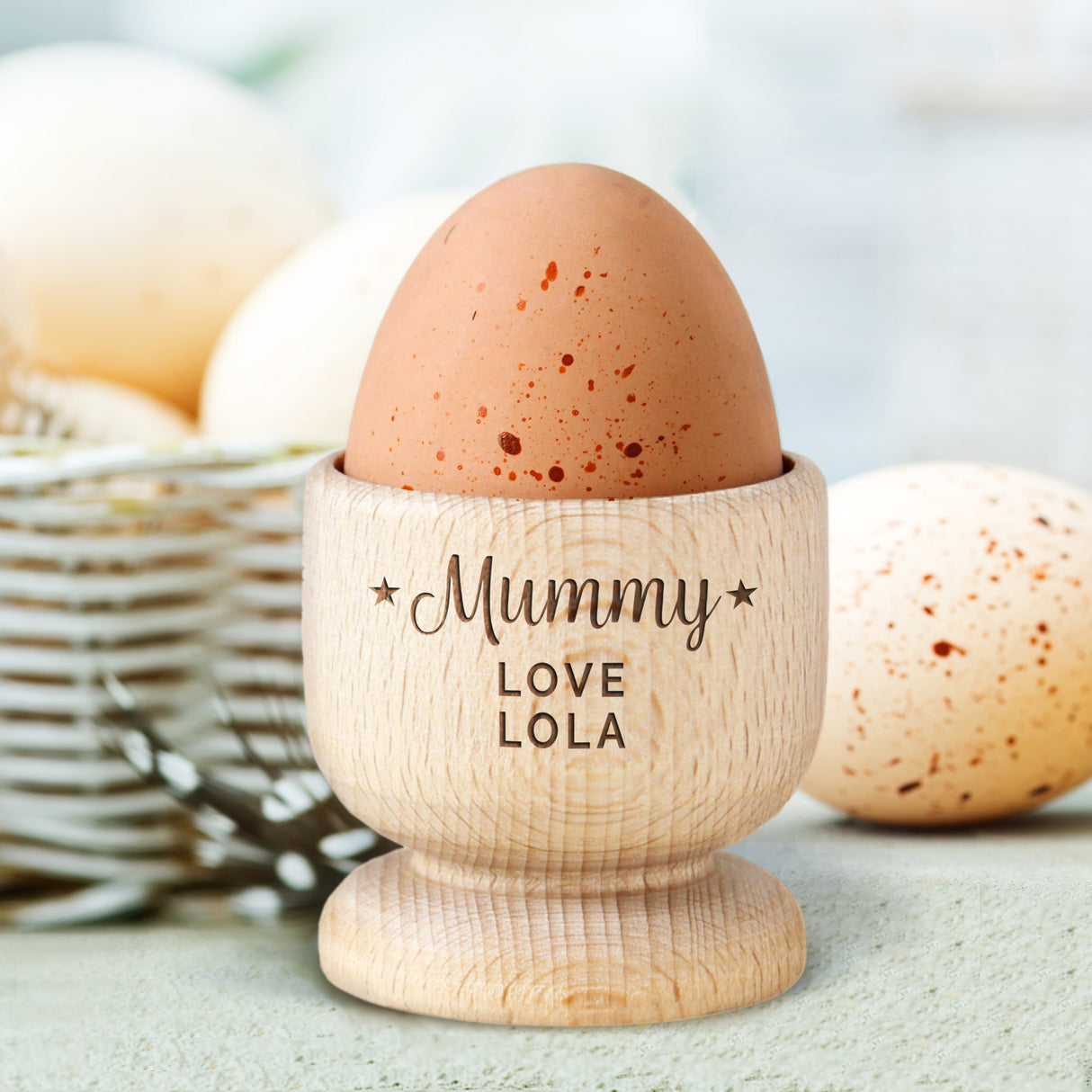 Personalised Star Wooden Egg Cup