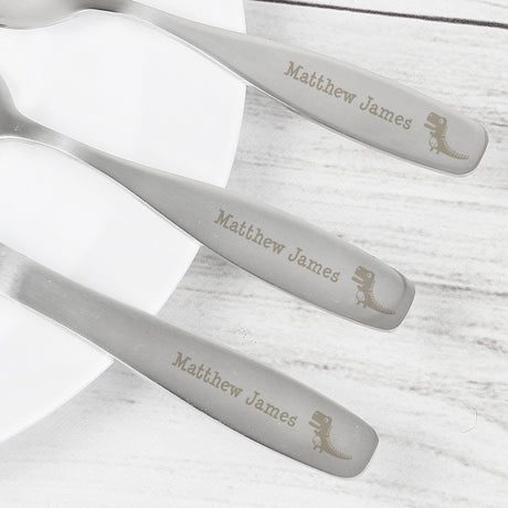 Personalised Dinosaur Cutlery Set - Personalised Memento Company - Junior Bambinos