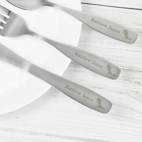 Personalised Dinosaur Cutlery Set - Personalised Memento Company - Junior Bambinos