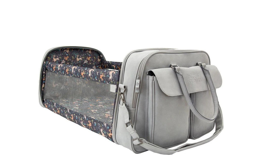 Pod ® Changing Bag & Travel Crib - Whisper Grey Vegan Leather