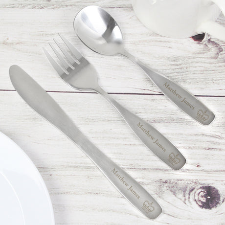 Prince - Personalised 3 Piece Cutlery Set - Junior Bambinos