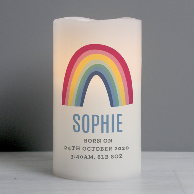 Rainbow - Personalised Baby LED Nightlight Candle - Junior Bambinos