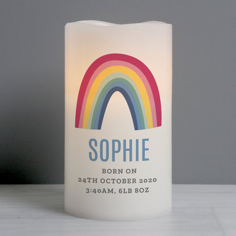 Rainbow - Personalised Baby LED Nightlight Candle - Junior Bambinos