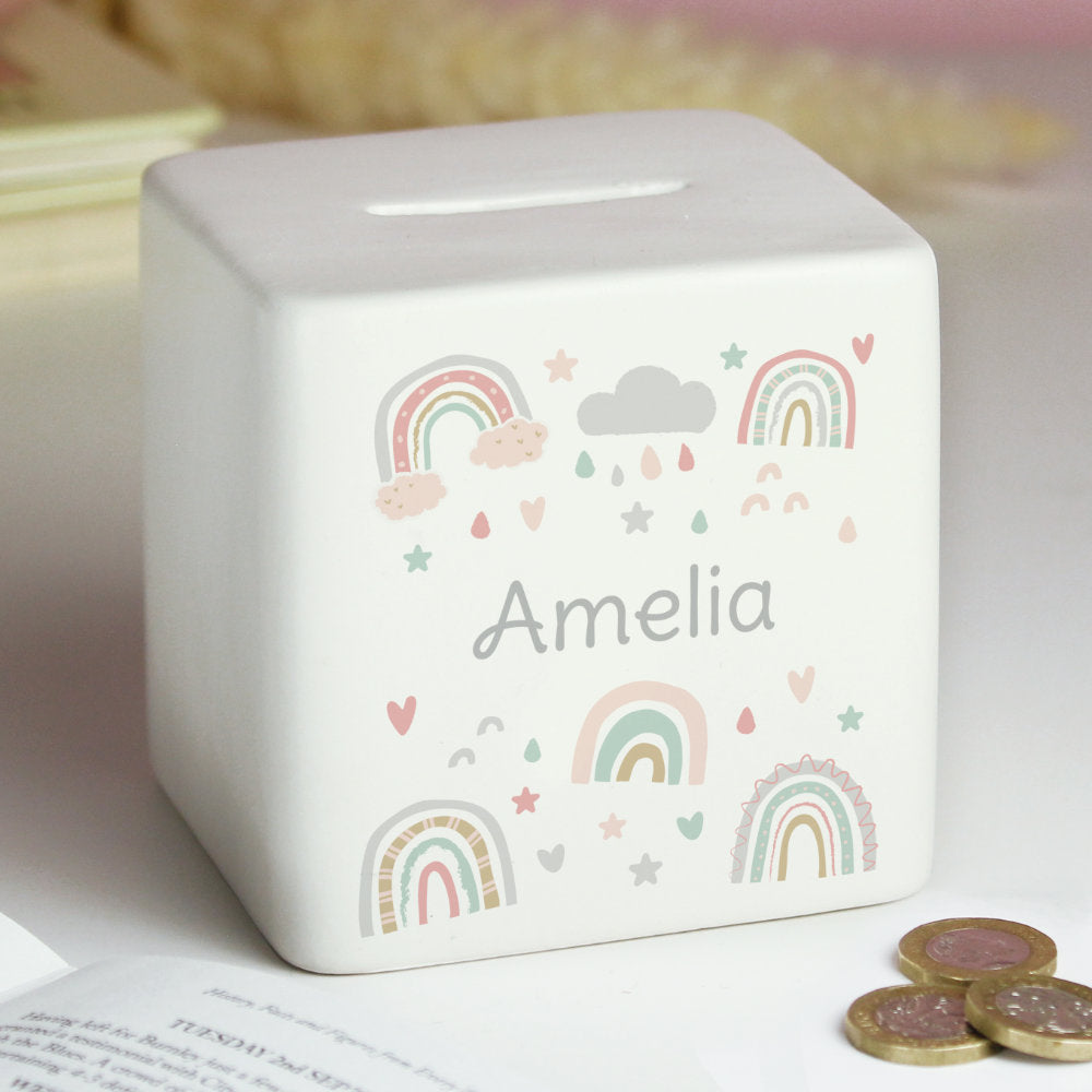 Rainbow Money Box - Personalised