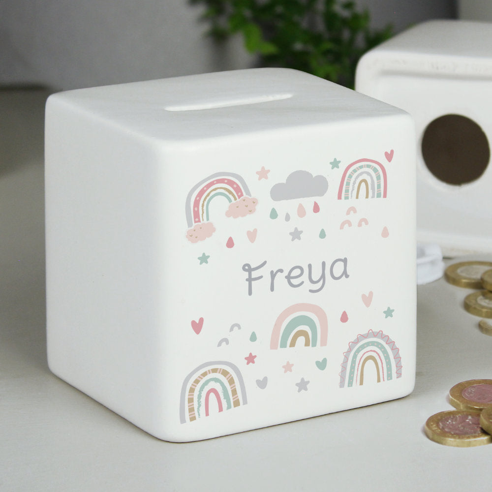 Rainbow Money Box - Personalised