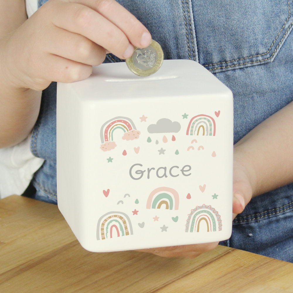 Rainbow Money Box - Personalised