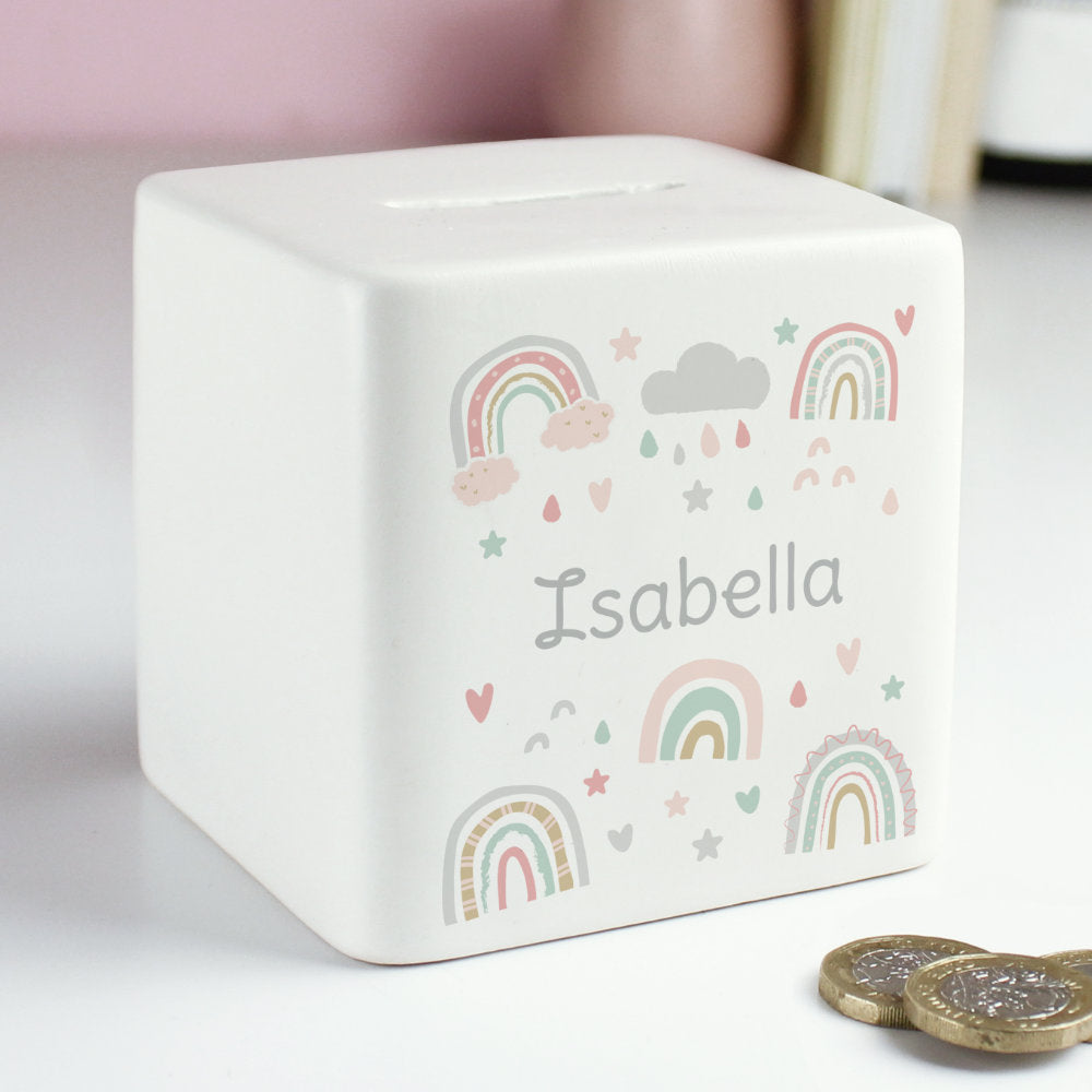 Rainbow Money Box - Personalised