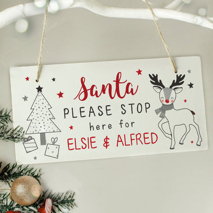 Santa Please Stop Here Sign - Personalised