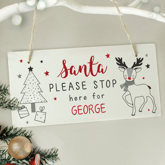 Santa Please Stop Here Sign - Personalised
