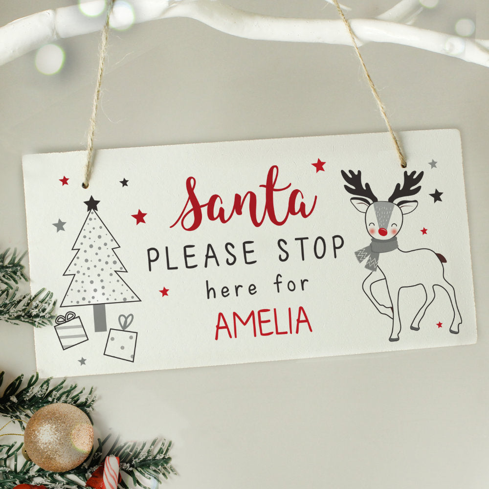 Santa Please Stop Here Sign - Personalised