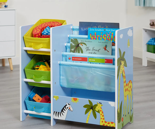 Safari Book Display with Storage Bins