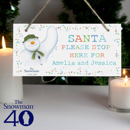 The Snowman - Santa Stop Here Sign - Personalised Memento Company - Junior Bambinos