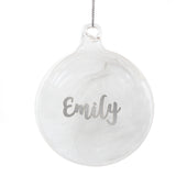 Personalised - Silver Glitter Name Feather Glass Bauble - Personalised Memento Company - Junior Bambinos