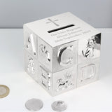Silver Money Box - Cross- Personalised