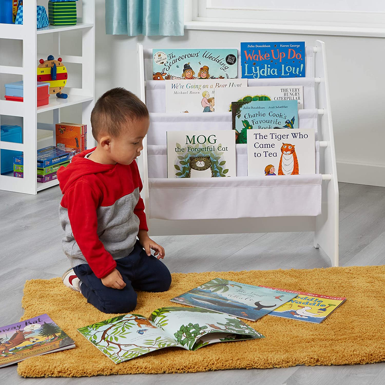 Sling Bookcase - White Book Display - Liberty House Toys - Junior Bambinos