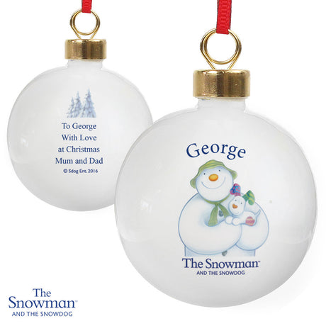 The Snowman & The Snowdog - Personalised Christmas Bauble - Personalised Memento Company - Junior Bambinos