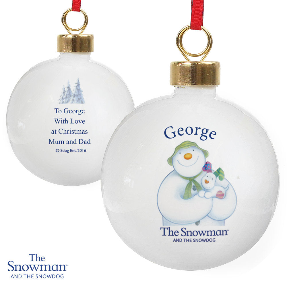 The Snowman & The Snowdog - Personalised Christmas Bauble - Personalised Memento Company - Junior Bambinos