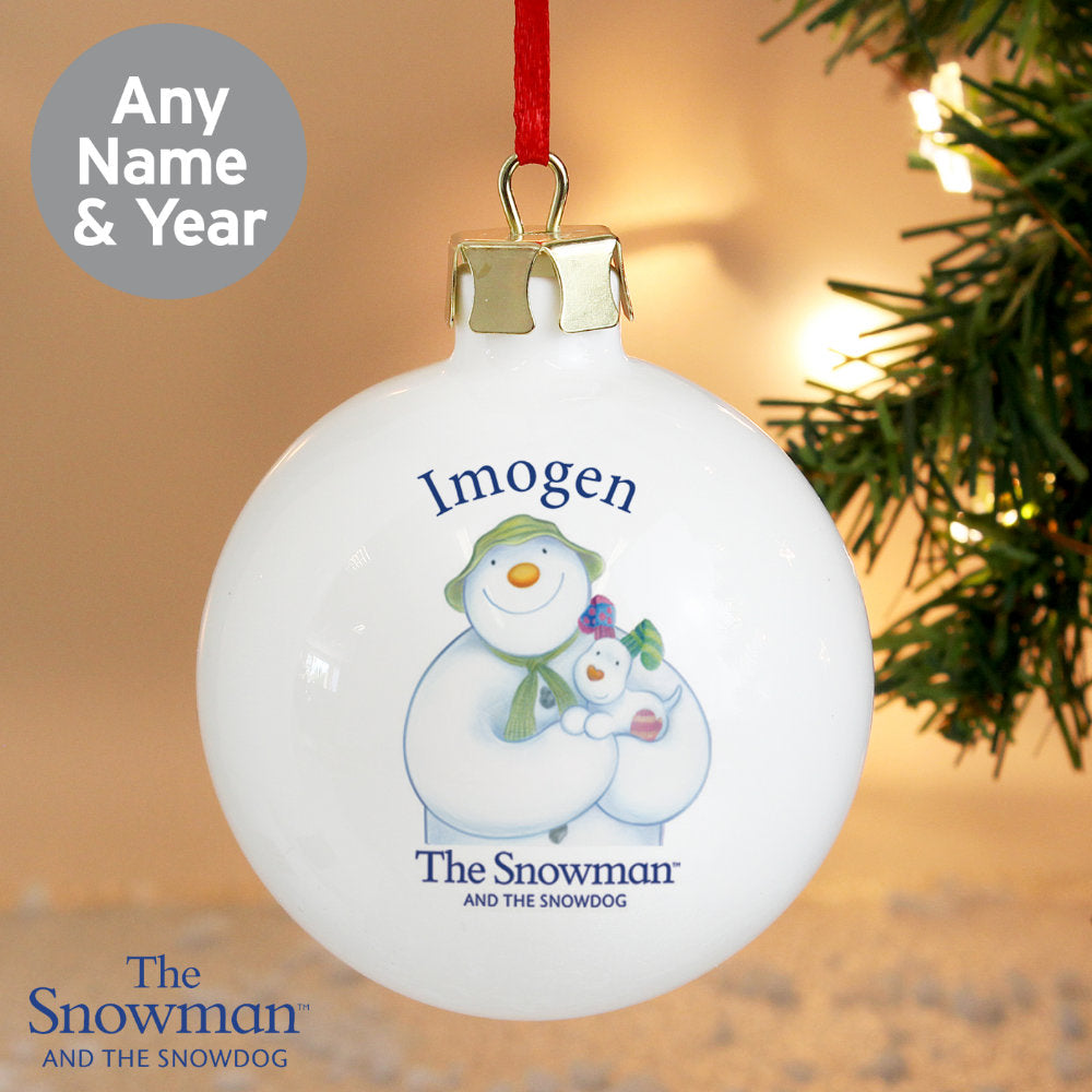 The Snowman & The Snowdog - Personalised Christmas Bauble - Personalised Memento Company - Junior Bambinos