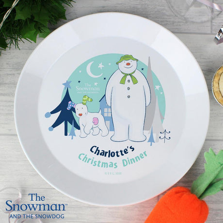 The Snowman and the Snowdog Plastic Plate - Personalised - Junior Bambinos