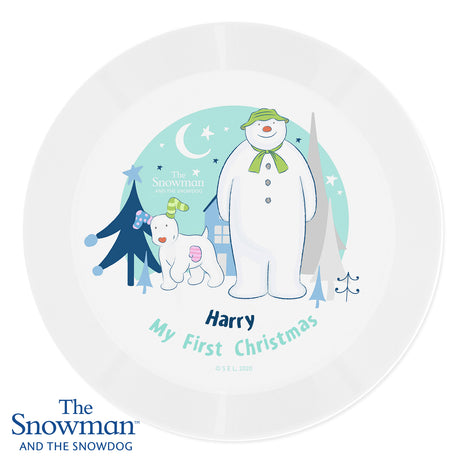 The Snowman and the Snowdog Plastic Plate - Personalised - Personalised Memento Company - Junior Bambinos