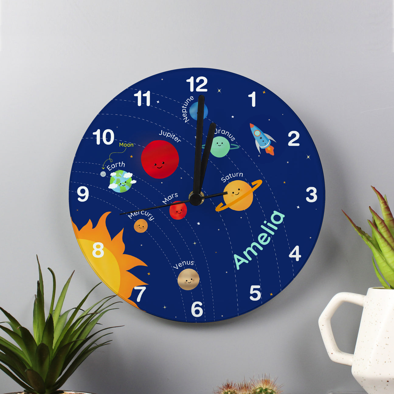 Solar System - Personalised Wall Clock - Personalised Memento Company - Junior Bambinos